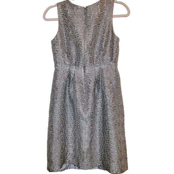 Jessica Howard silver metallic sleeveless beaded waist sheath dress size 10P - Picture 2 of 8